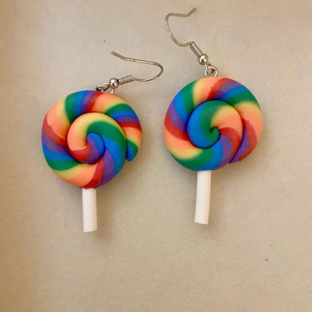 Colorful Swirl Lollipop Earrings